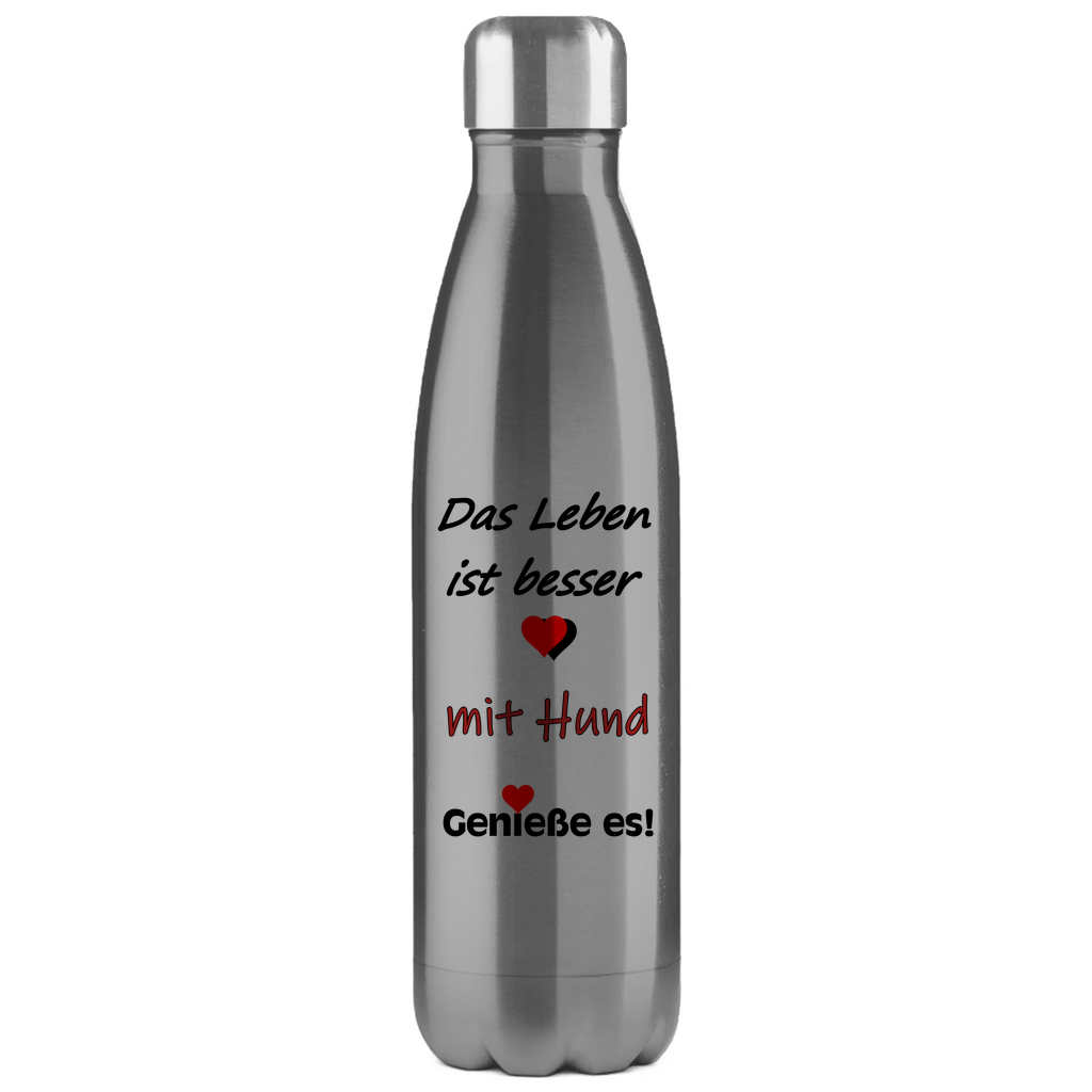 Edelstahl-Thermoflasche "Das Leben ist besser mit Hund 1!"