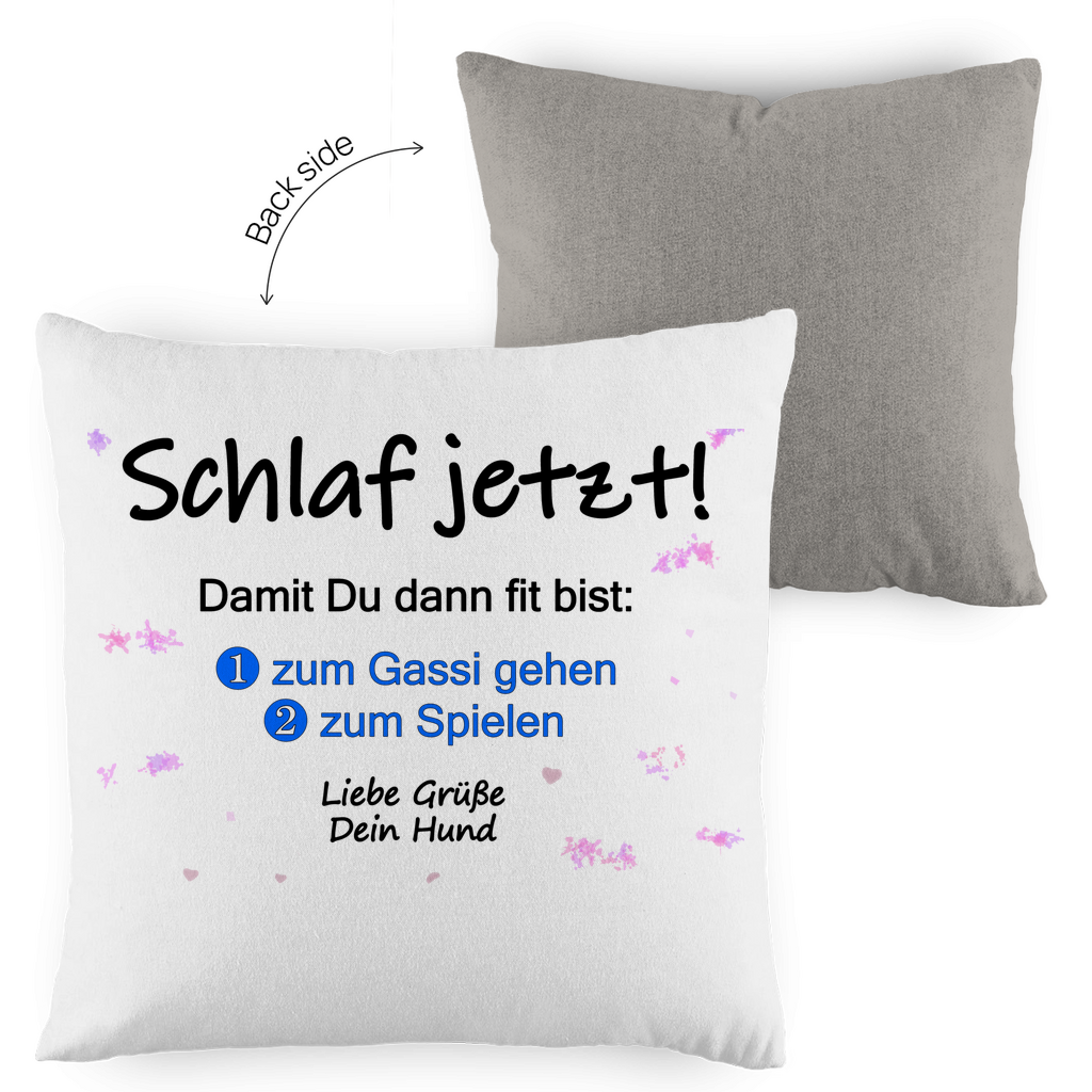 Kopfkissen zweifarbig mit "Schlaf jetzt“ - Design
