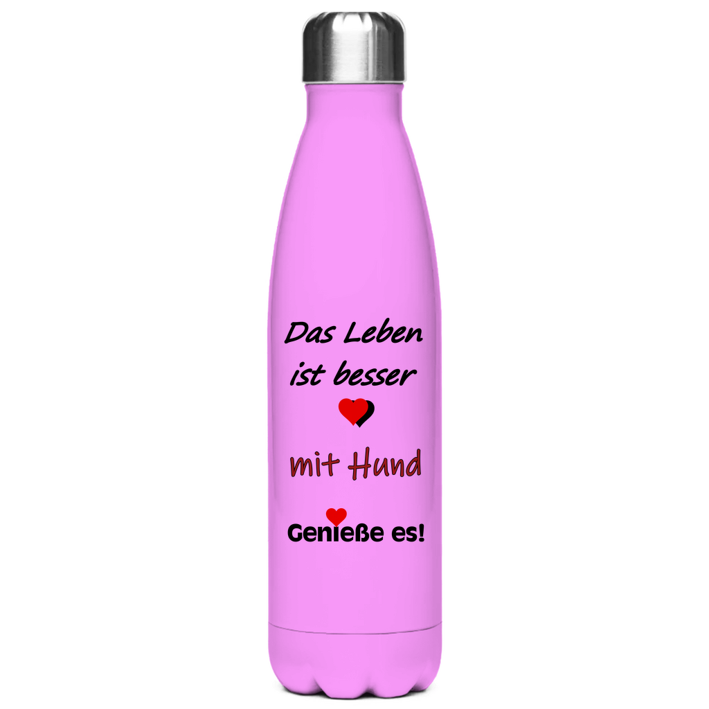 Edelstahl-Thermoflasche "Das Leben ist besser mit Hund 1!"