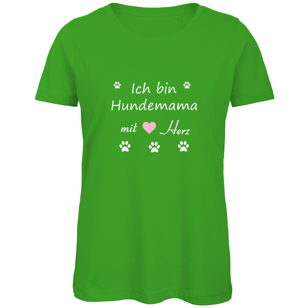 Damen Premium Bio T-Shirt mit dem Hundedesign "Hundemama rosa Herz"