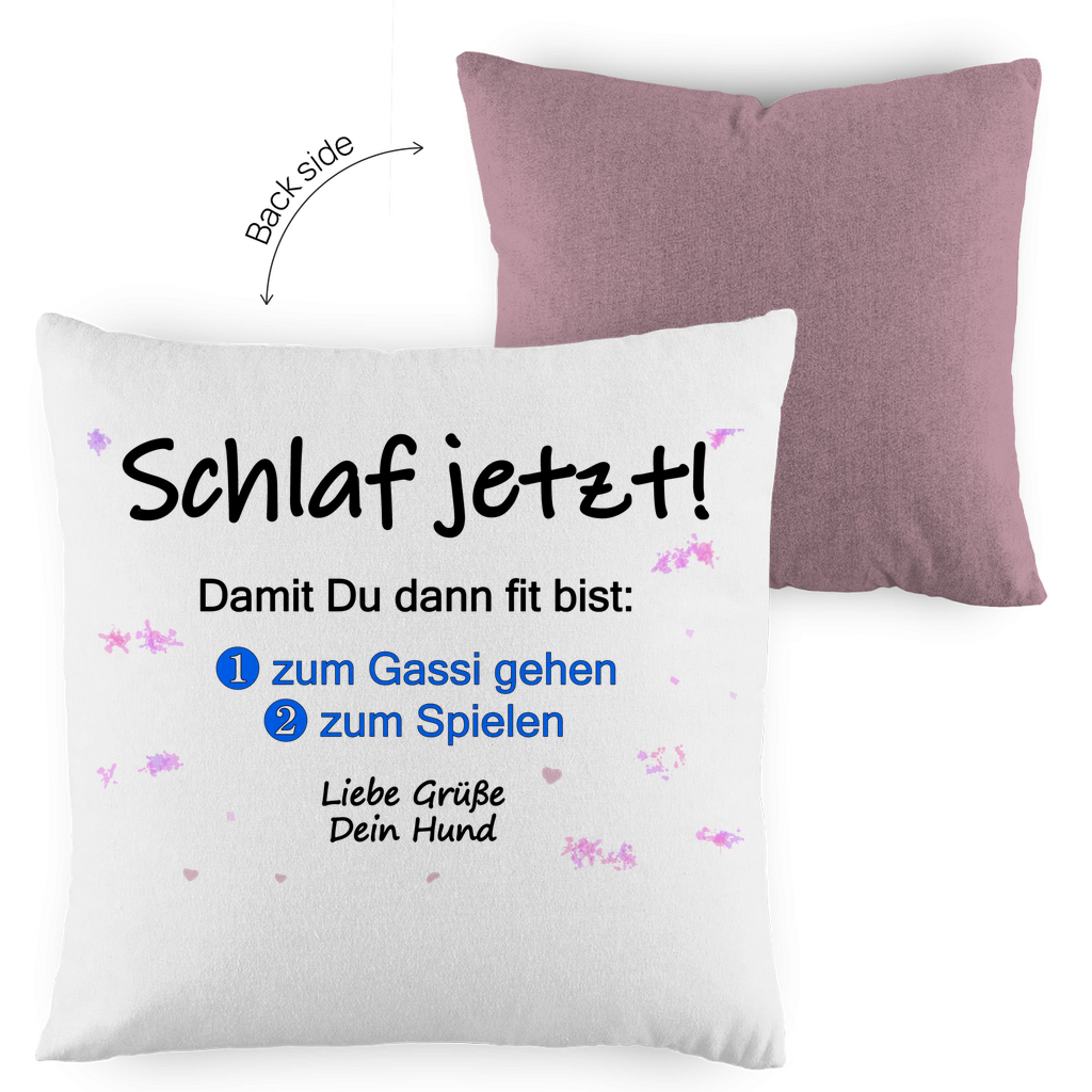 Kopfkissen zweifarbig mit "Schlaf jetzt“ - Design