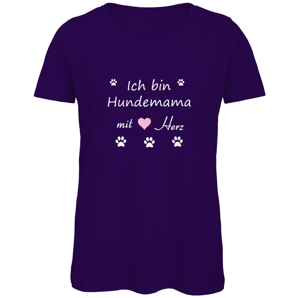 Damen Premium Bio T-Shirt mit dem Hundedesign "Hundemama rosa Herz"