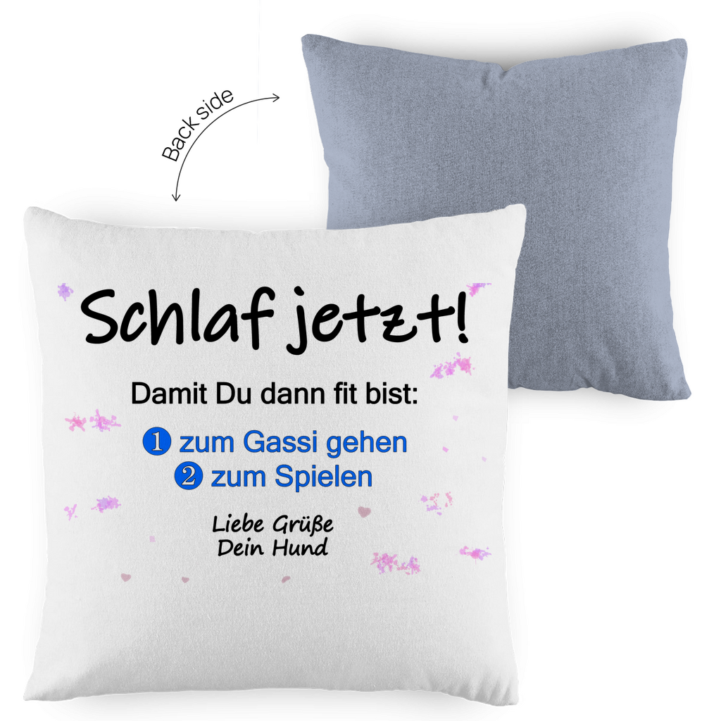 Kopfkissen zweifarbig mit "Schlaf jetzt“ - Design