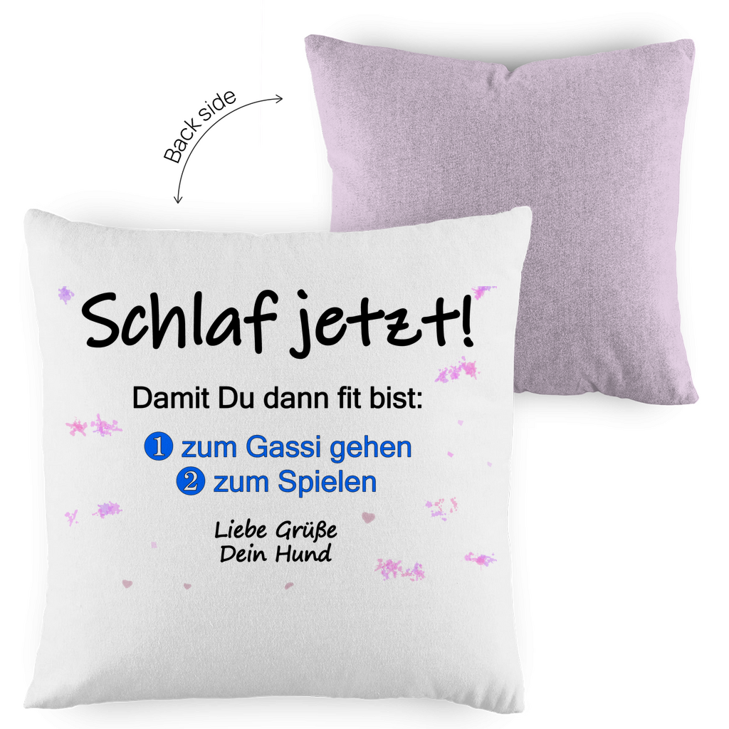 Kopfkissen zweifarbig mit "Schlaf jetzt“ - Design
