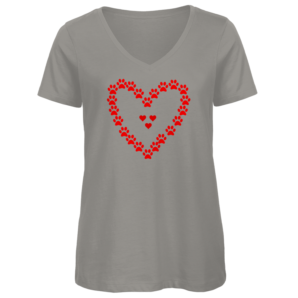 Damen Premium Bio V-Neck T-Shirt im Hundesign "HerzinHerzpfoten1"