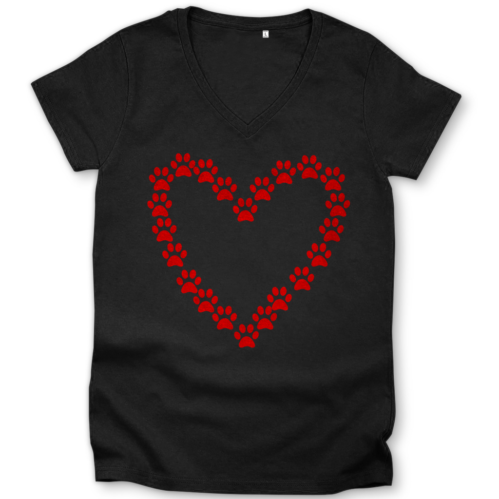 Damen Premium Bio V-Neck T-Shirt Herzpfoten2