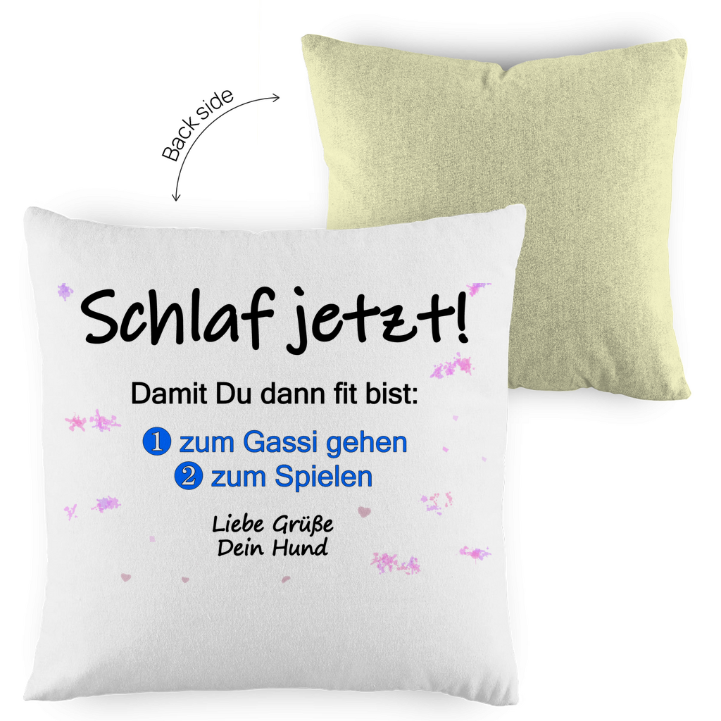 Kopfkissen zweifarbig mit "Schlaf jetzt“ - Design