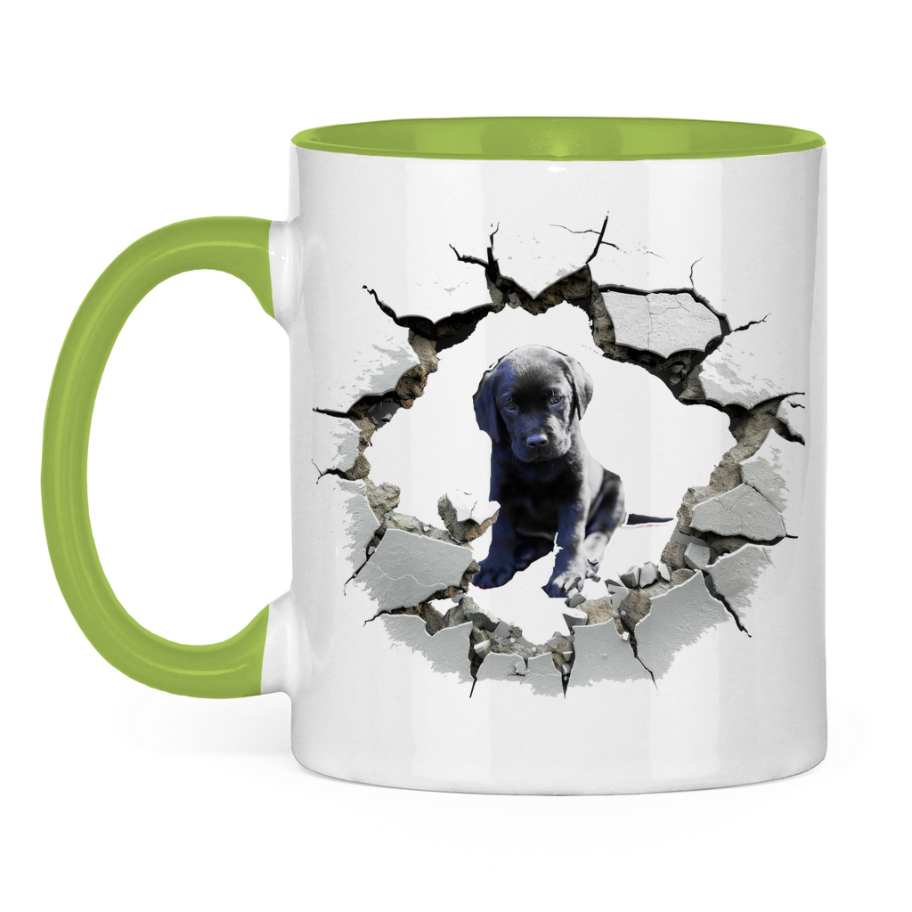 Tasse zweifarbig "Wanddurchbruch Welpe 1"