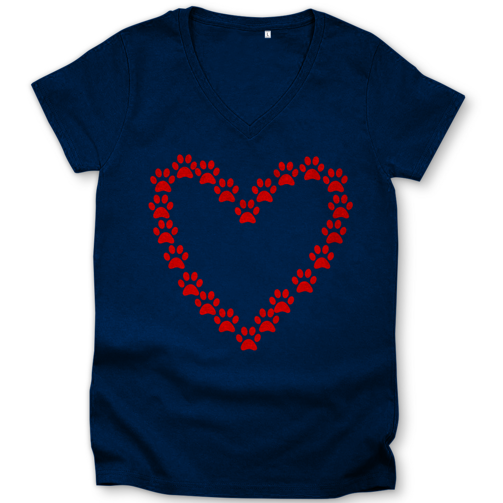 Damen Premium Bio V-Neck T-Shirt Herzpfoten2