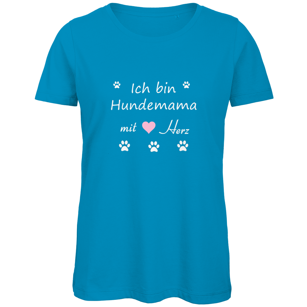 Damen Premium Bio T-Shirt mit dem Hundedesign "Hundemama rosa Herz"