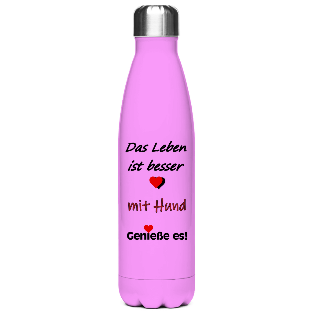 Edelstahl-Thermoflasche "Das Leben ist besser mit Hund 1!"