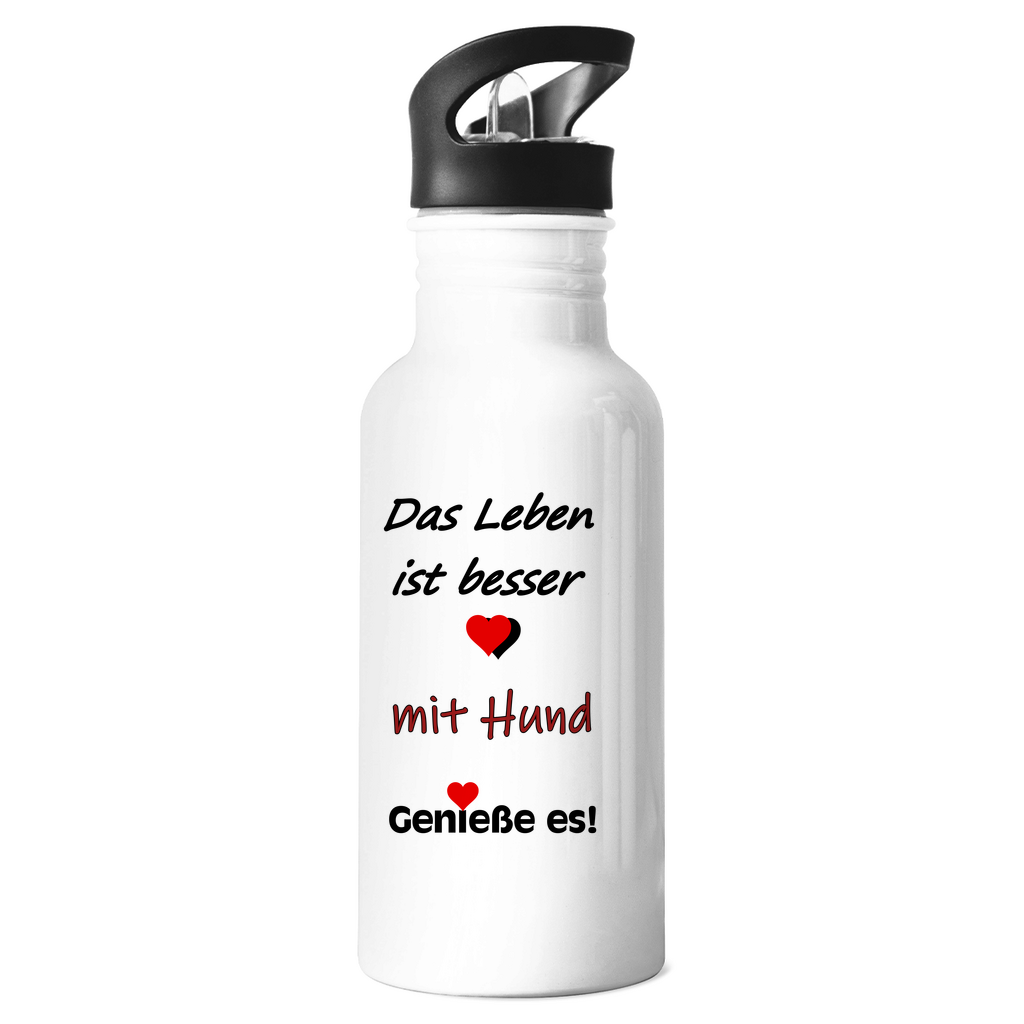 Trinkflasche "Das Leben ist besser mit Hund 1" (Edelstahl)