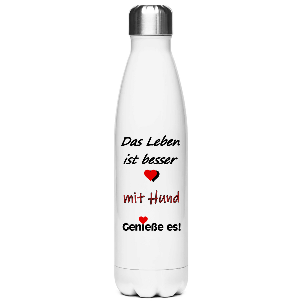 Edelstahl-Thermoflasche "Das Leben ist besser mit Hund 1!"