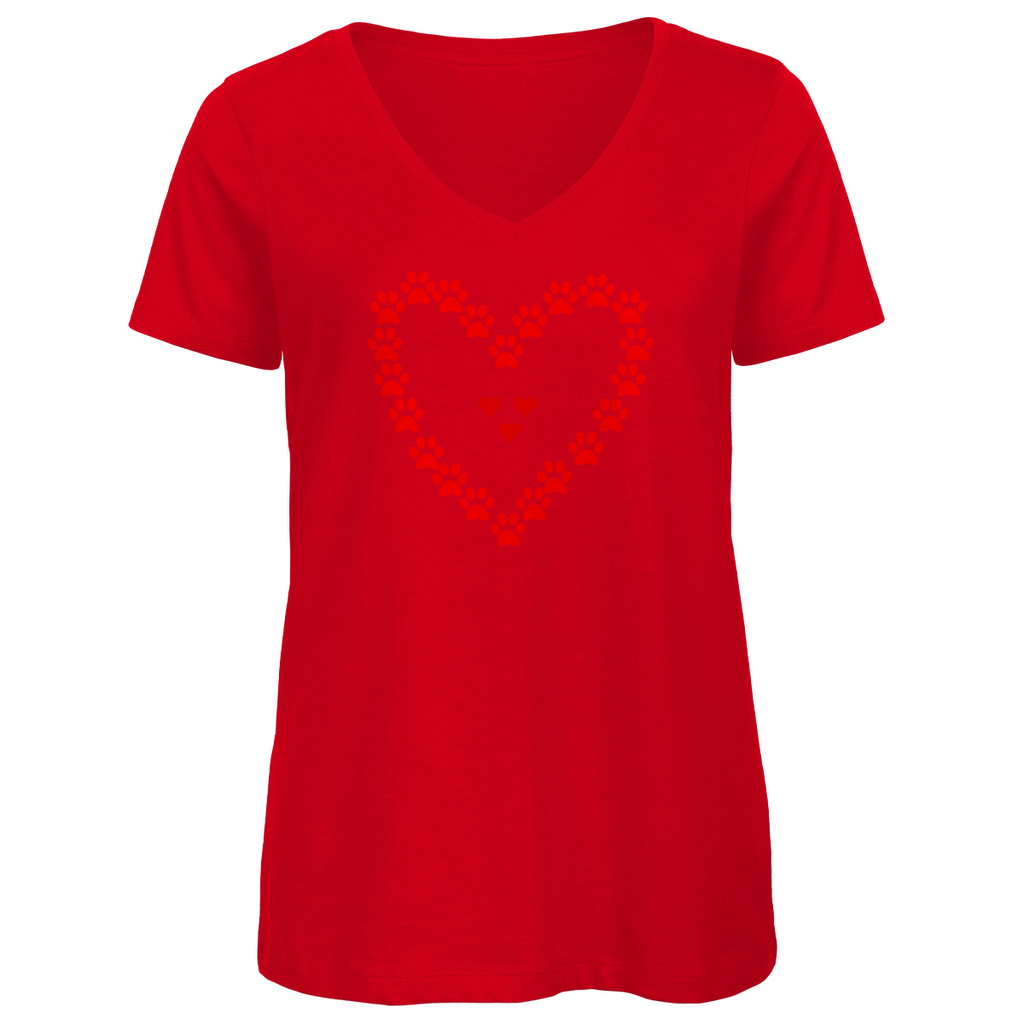 Damen Premium Bio V-Neck T-Shirt im Hundesign "HerzinHerzpfoten1"