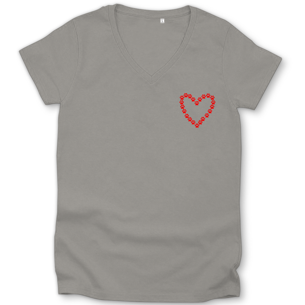 Damen Premium Bio V-Neck T-Shirt mit Hundedesign "HerzinHerzpfoten1"