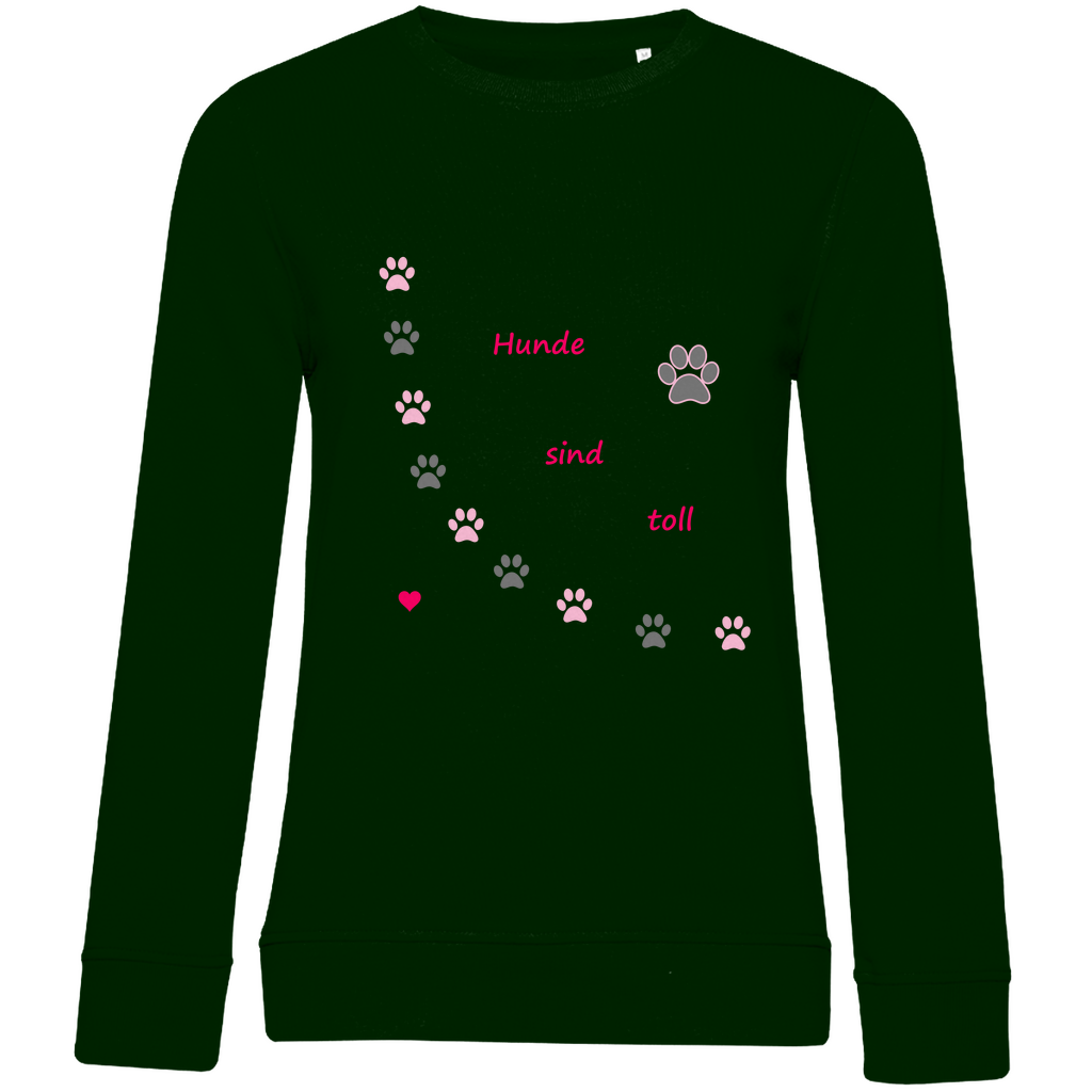 Damen Premium Bio Sweatshirt Pfotenhundherzrosagrau1