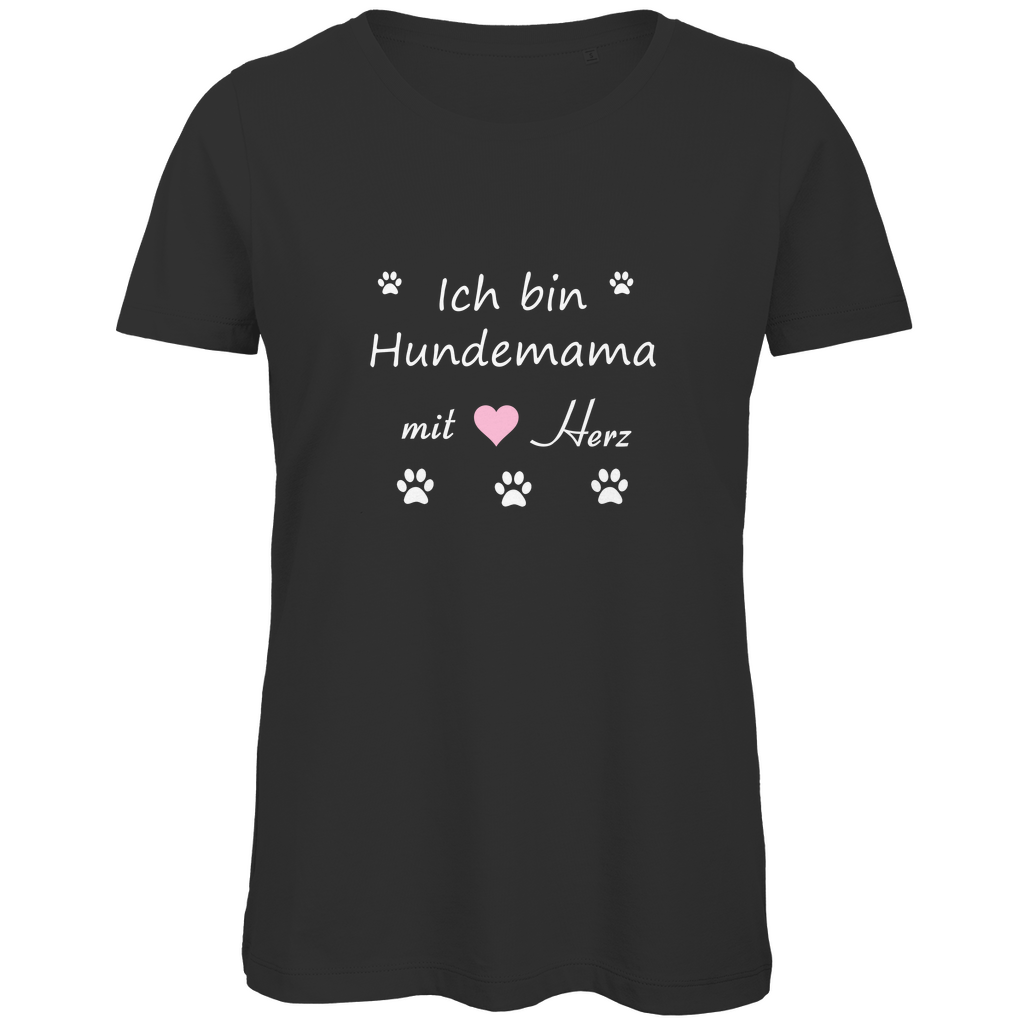 Damen Premium Bio T-Shirt mit dem Hundedesign "Hundemama rosa Herz"