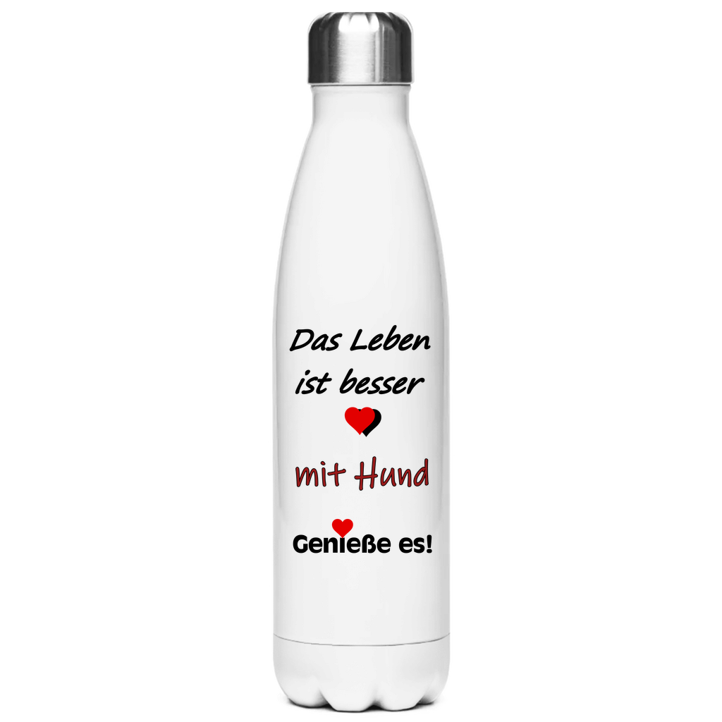 Edelstahl-Thermoflasche "Das Leben ist besser mit Hund 1!"