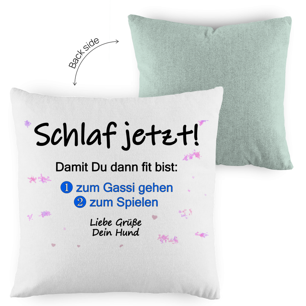 Kopfkissen zweifarbig mit "Schlaf jetzt“ - Design