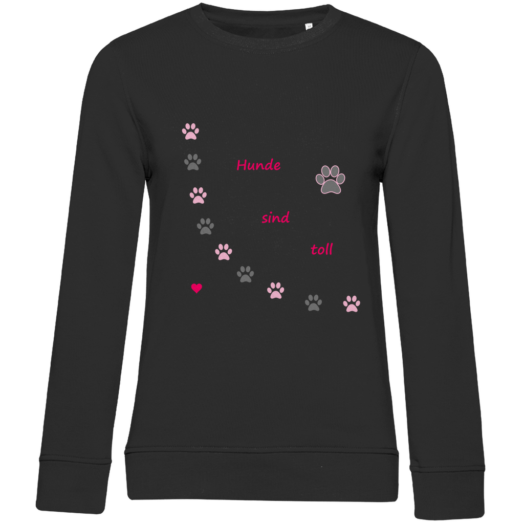 Damen Premium Bio Sweatshirt Pfotenhundherzrosagrau1