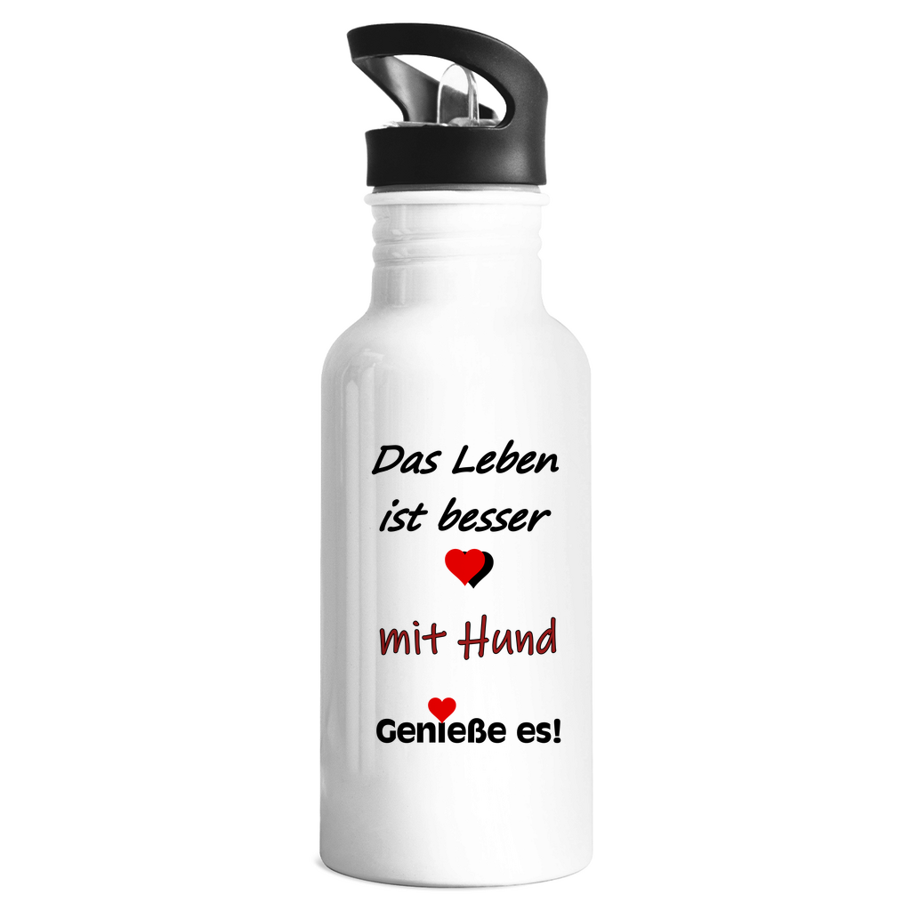 Trinkflasche "Das Leben ist besser mit Hund 1" (Edelstahl)
