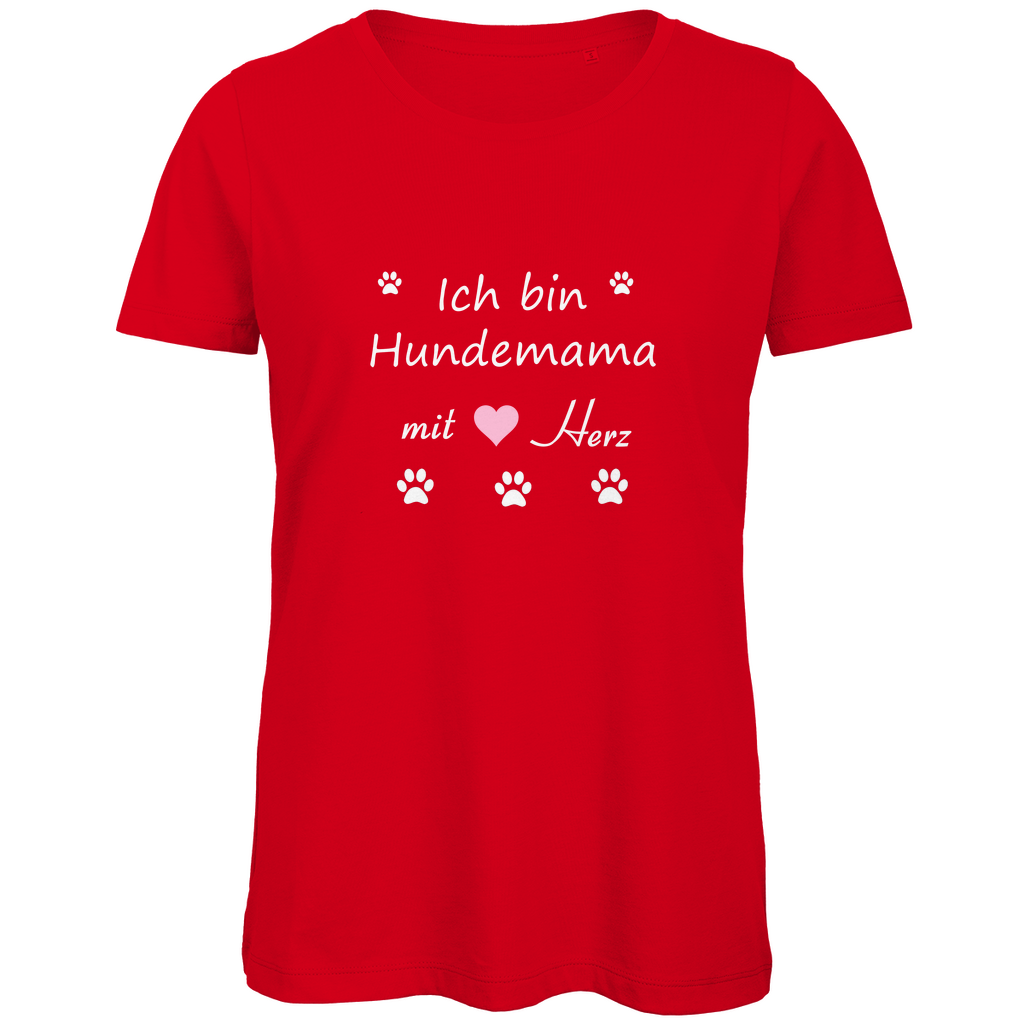 Damen Premium Bio T-Shirt mit dem Hundedesign "Hundemama rosa Herz"
