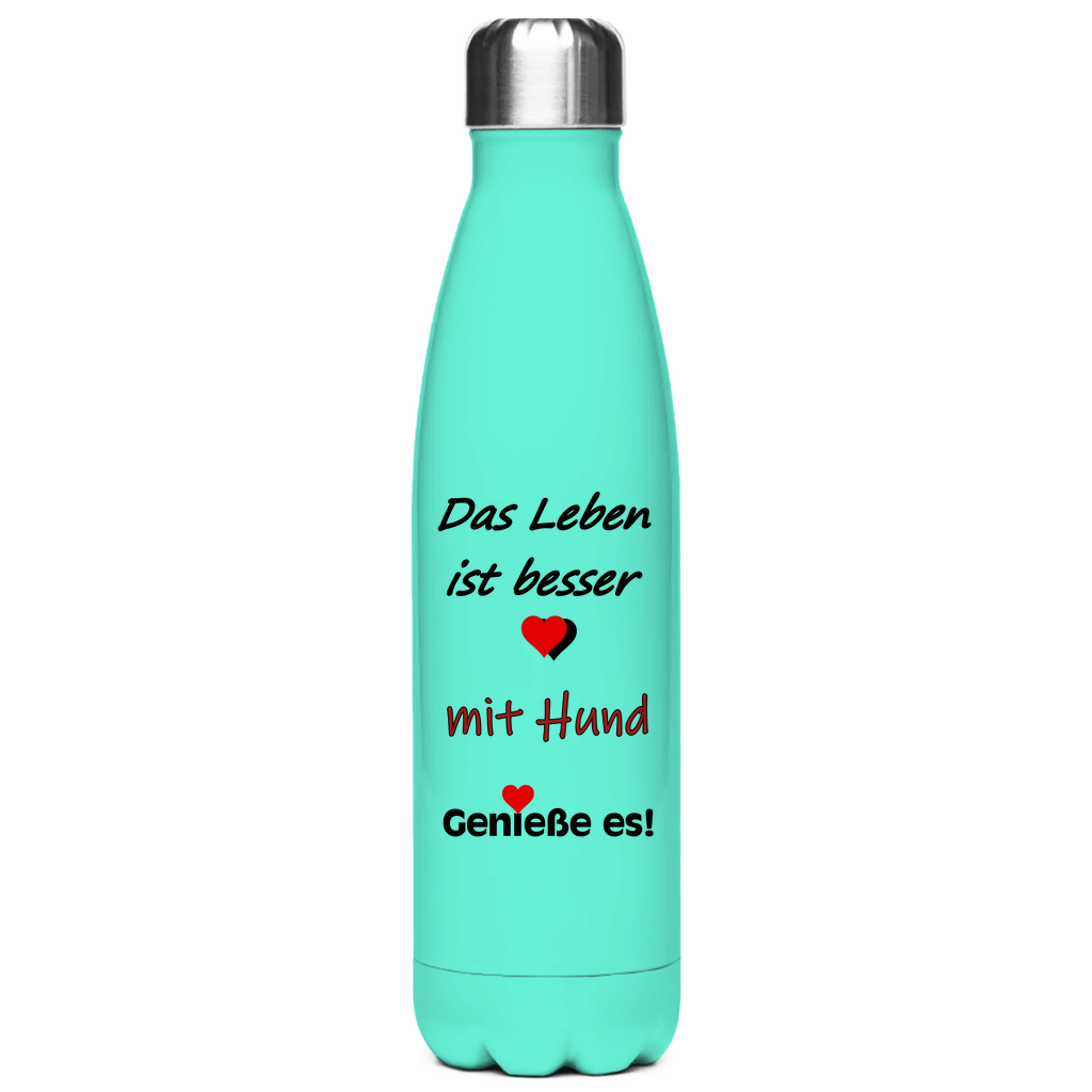 Edelstahl-Thermoflasche "Das Leben ist besser mit Hund 1!"