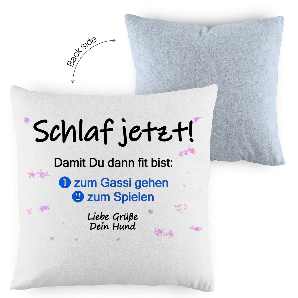 Kopfkissen zweifarbig mit "Schlaf jetzt“ - Design
