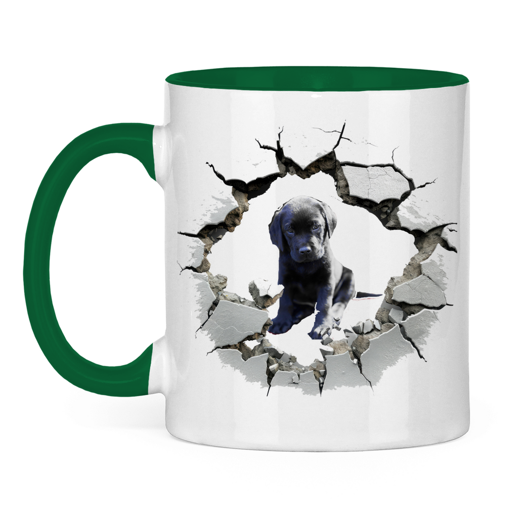 Tasse zweifarbig "Wanddurchbruch Welpe 1"