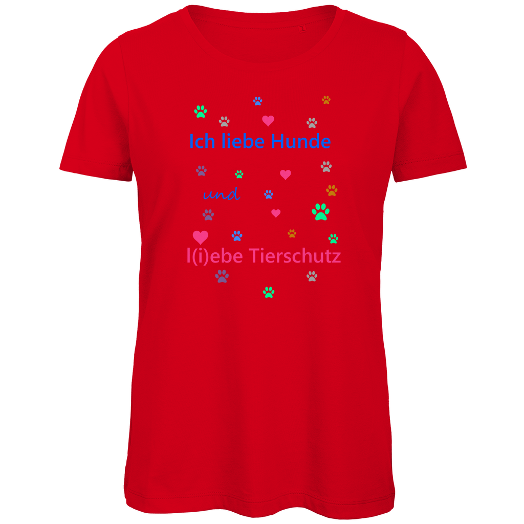 Damen Premium Bio T-Shirt mit Hundesign: "Ich l(i)ebe Tierschutz1"