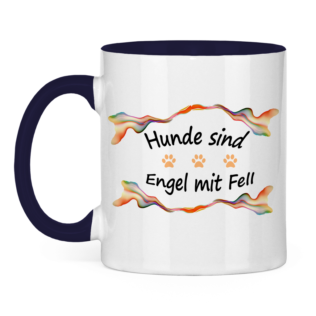 Tasse zweifarbig "Fantasie Engel mit Fell orange Pfoten"