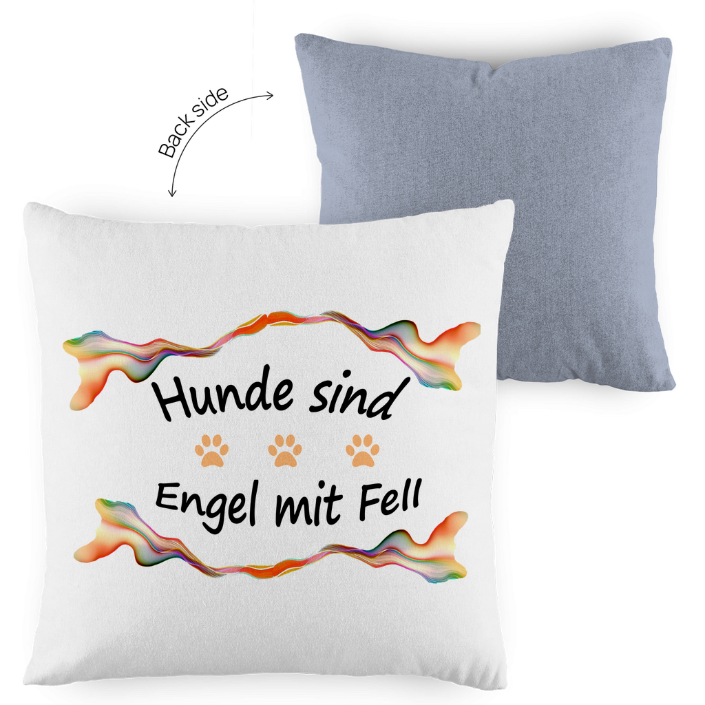 Kopfkissen zweifarbig "Fantasie - Engel mit Fell orange Pfoten"