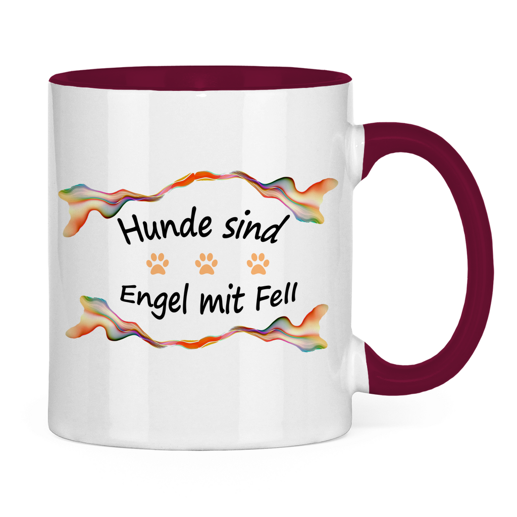 Tasse zweifarbig "Fantasie Engel mit Fell orange Pfoten"