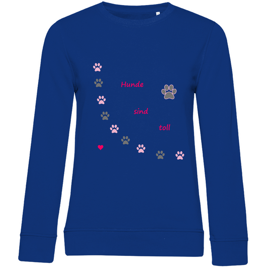 Damen Premium Bio Sweatshirt Pfotenhundherzrosagrau1