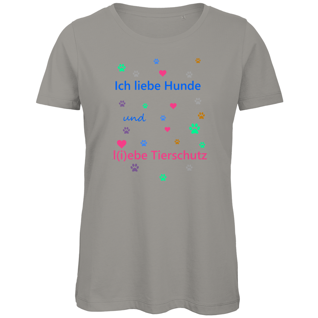 Damen Premium Bio T-Shirt mit Hundesign: "Ich l(i)ebe Tierschutz1"