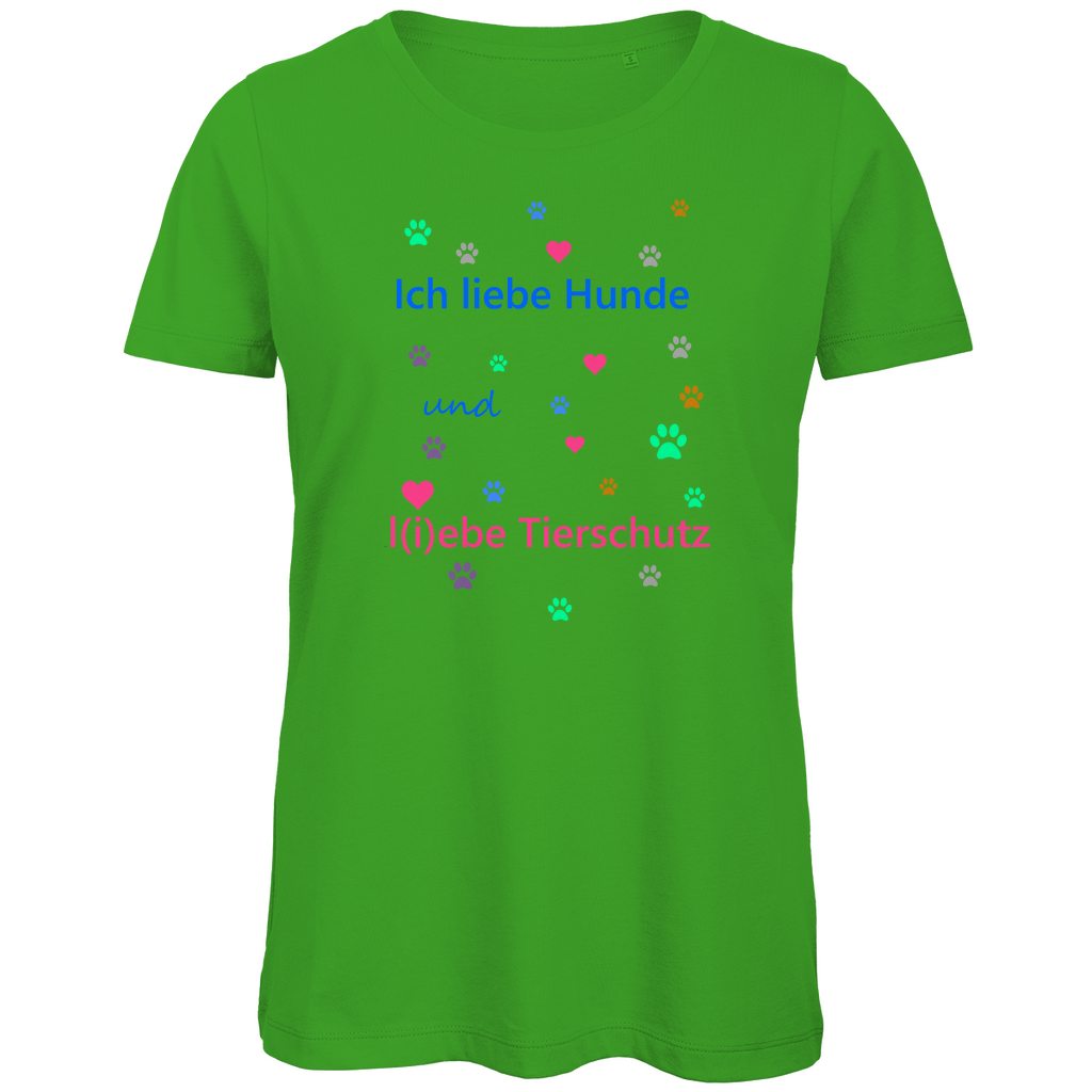 Damen Premium Bio T-Shirt mit Hundesign: "Ich l(i)ebe Tierschutz1"
