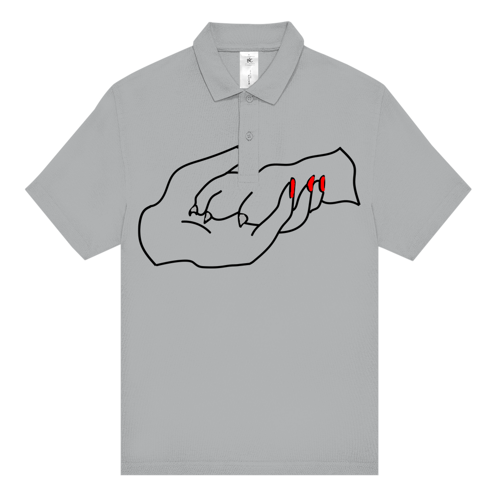 Unisex–Poloshirt mit Hundedesign: „Handpfoterotgrau 1“