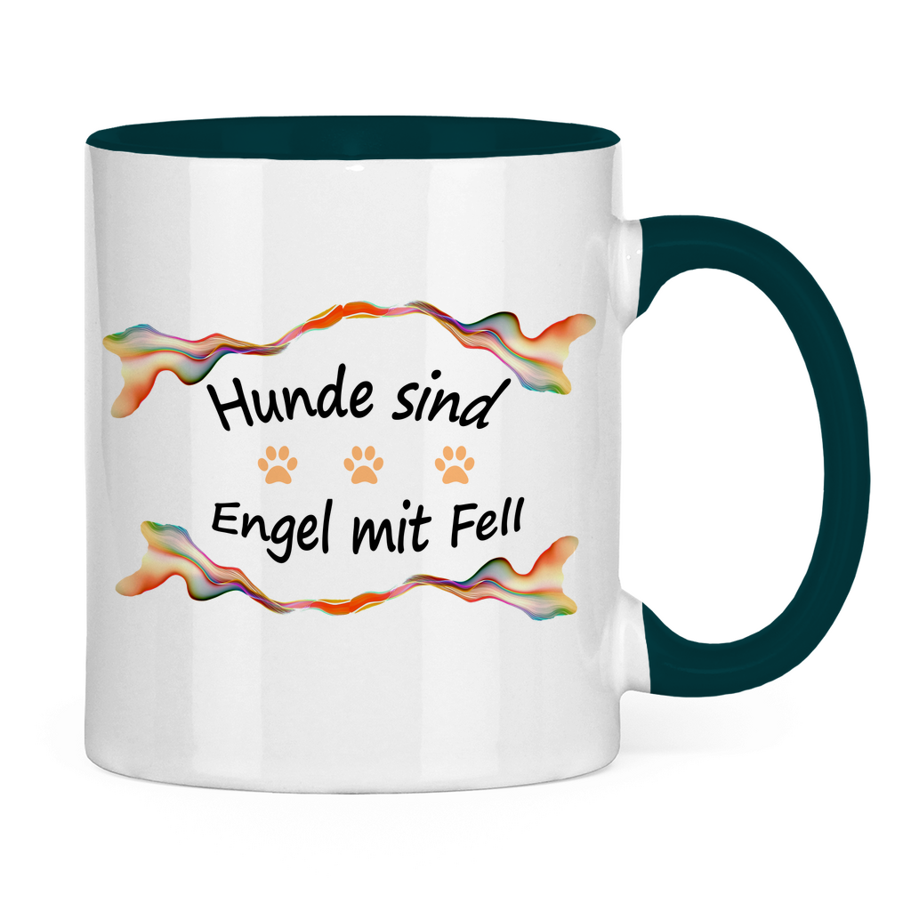Tasse zweifarbig "Fantasie Engel mit Fell orange Pfoten"