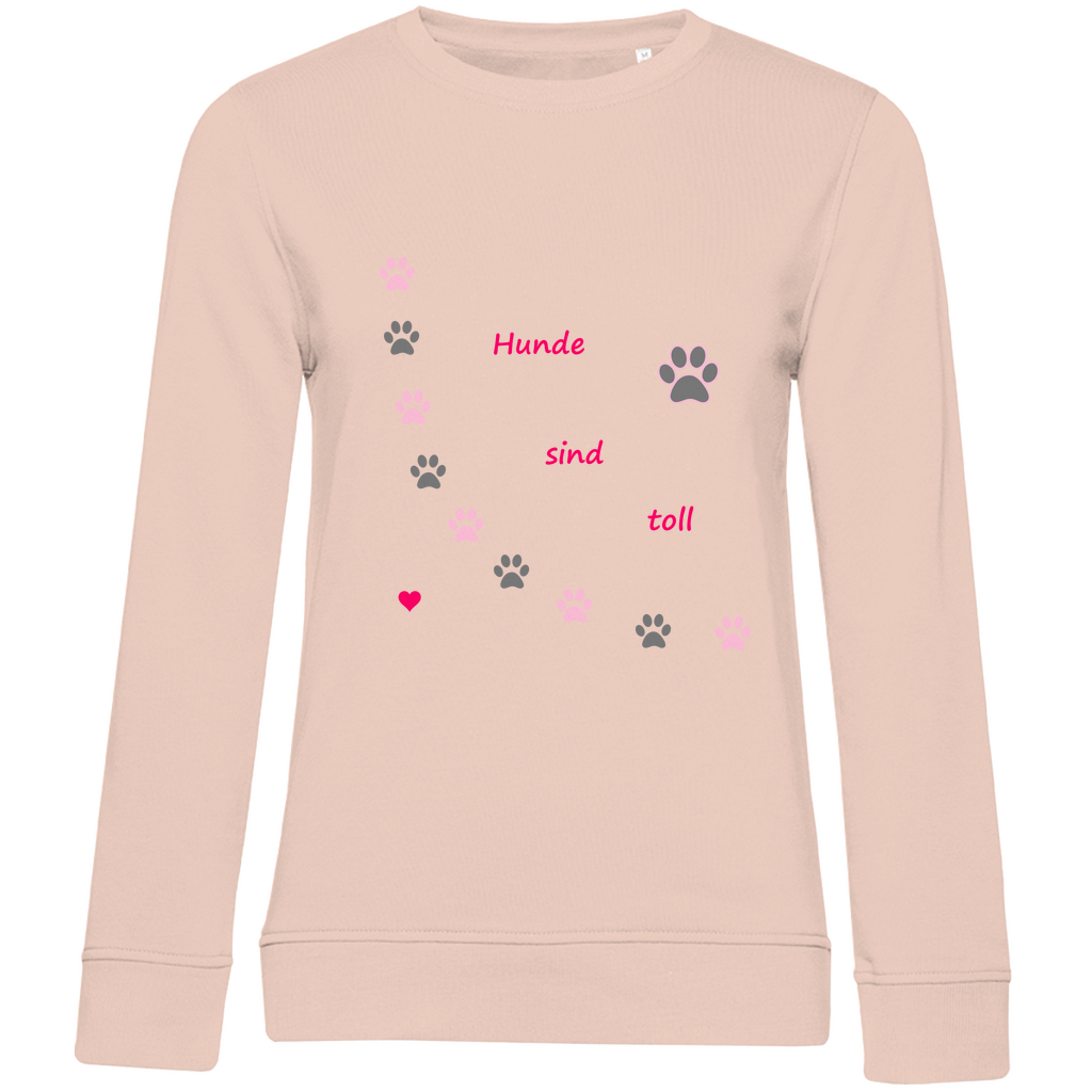 Damen Premium Bio Sweatshirt Pfotenhundherzrosagrau1