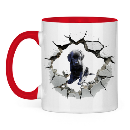 Tasse zweifarbig "Wanddurchbruch Welpe 1"