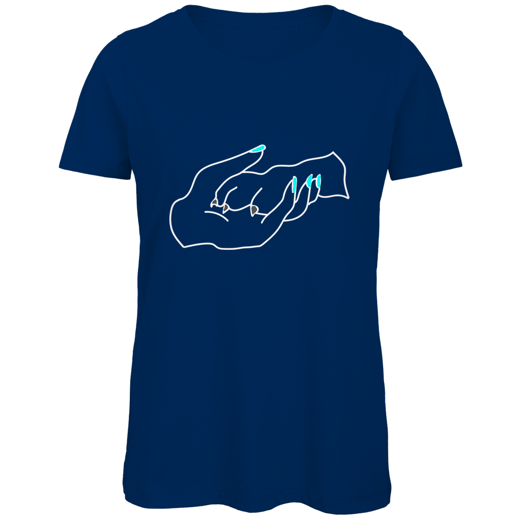 Damen Bio – Premium T-Shirt mit dem Hundedesign: „Handpfote türkis 1“