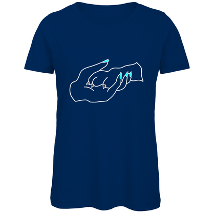 Damen Bio – Premium T-Shirt mit dem Hundedesign: „Handpfote türkis 1“