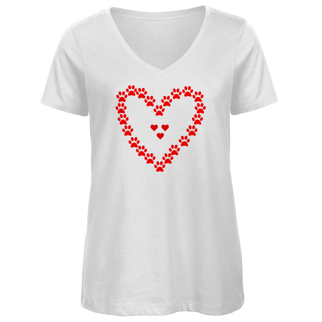 Damen Premium Bio V-Neck T-Shirt im Hundesign "HerzinHerzpfoten1"