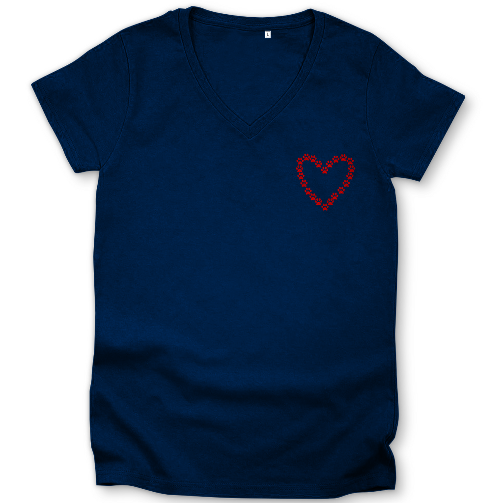 Damen Premium Bio V-Neck T-Shirt mit Hundedesign "HerzinHerzpfoten1"
