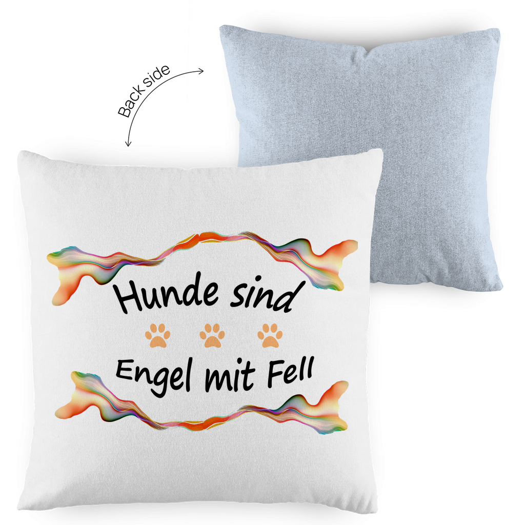 Kopfkissen zweifarbig "Fantasie - Engel mit Fell orange Pfoten"