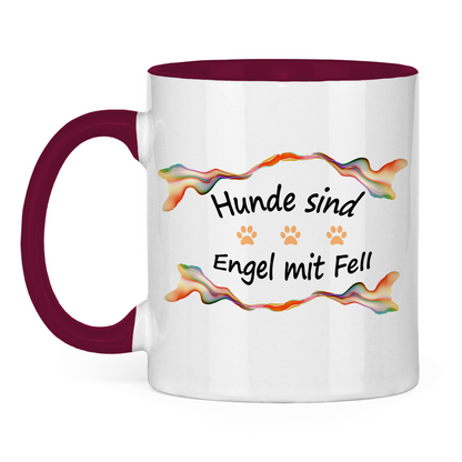 Tasse zweifarbig "Fantasie Engel mit Fell orange Pfoten"