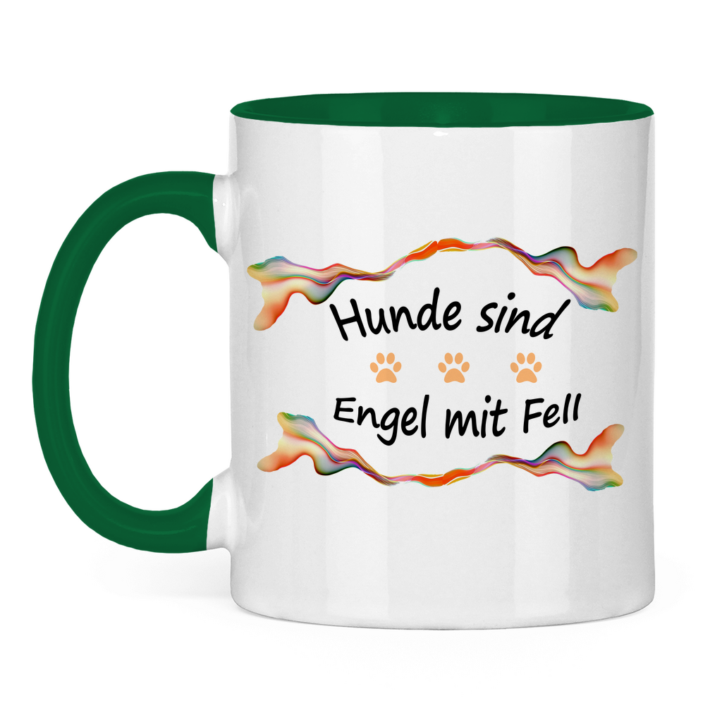 Tasse zweifarbig "Fantasie Engel mit Fell orange Pfoten"