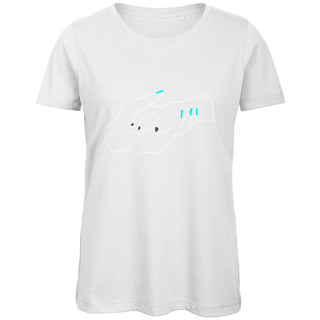 Damen Bio – Premium T-Shirt mit dem Hundedesign: „Handpfote türkis 1“