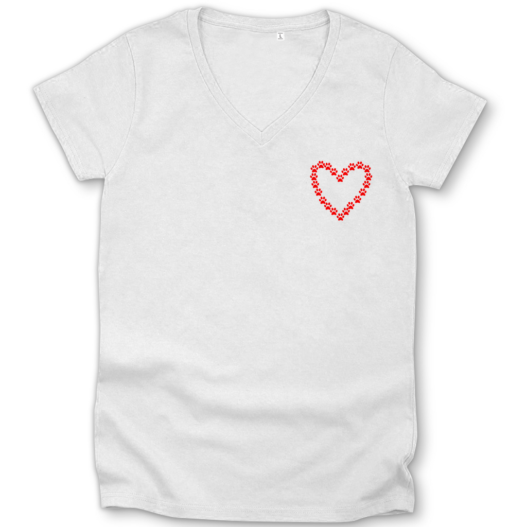 Damen Premium Bio V-Neck T-Shirt mit Hundedesign "HerzinHerzpfoten1"