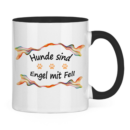 Tasse zweifarbig "Fantasie Engel mit Fell orange Pfoten"
